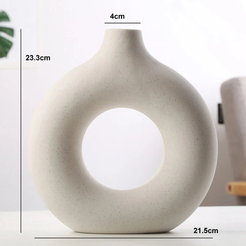 vase circulaire en céramique pour décoration intérieure et fleurs - vue 12 sur 12