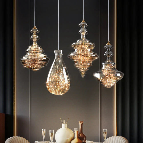 lustre de luxe en verre et laiton éclairage décoratif starlight - vue 2 sur 10