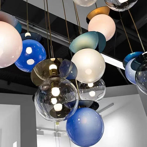 suspension moderne en verre teinté pour décoration intérieure - vue 4 sur 11