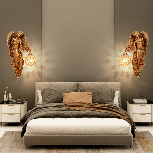 applique murale led moderne nordique ange sirène décorative en résine - vue 2 sur 9