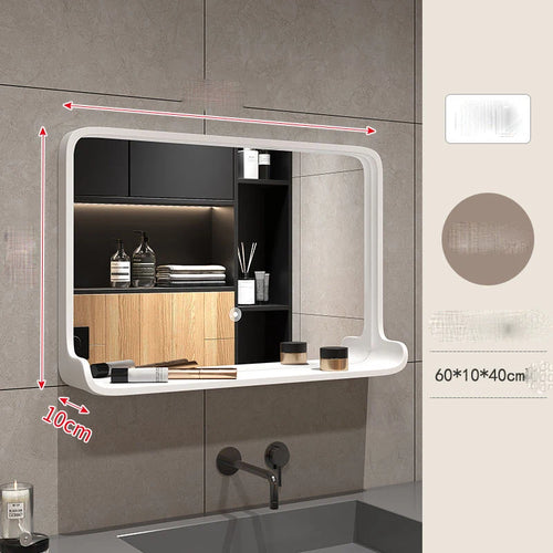 miroir nordique en bois massif pour salle de bain suspendu - vue 9 sur 12