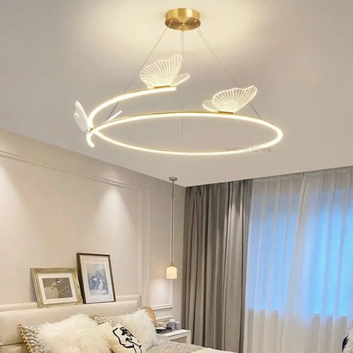 Lustre design LED rond en forme de papillon - vue 5 sur 9