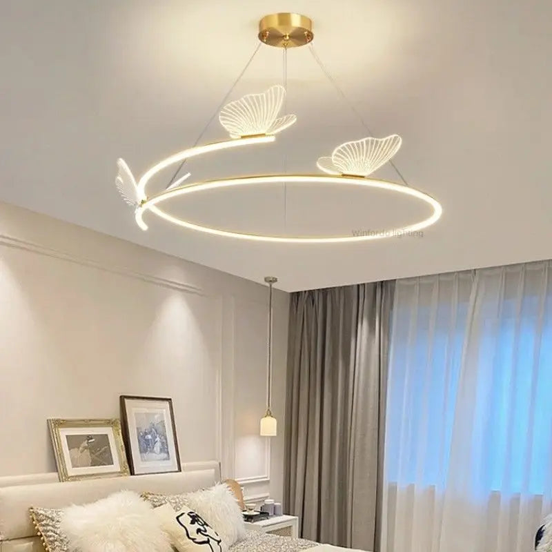 Lustre design LED rond en forme de papillon - vue 4 sur 9
