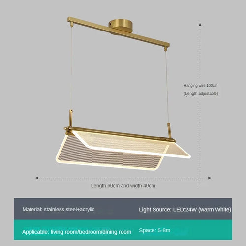 lustre rectangulaire réglable en acrylique pour éclairage créatif - vue 9 sur 12