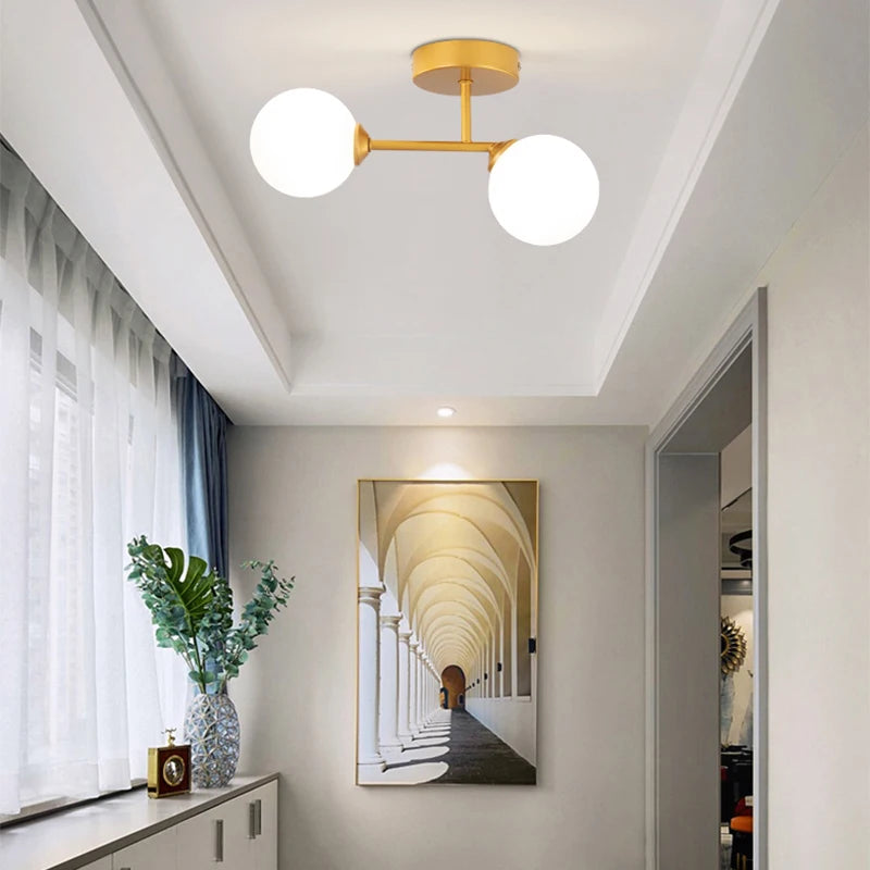 led plafonnier décor intérieur chambre salon couloir boule nordique - vue 3 sur 8