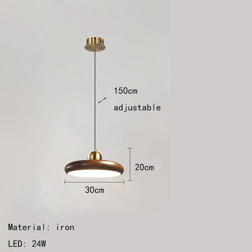lustre en fer imitation grain de bois luminaire suspendu variable - vue 8 sur 7