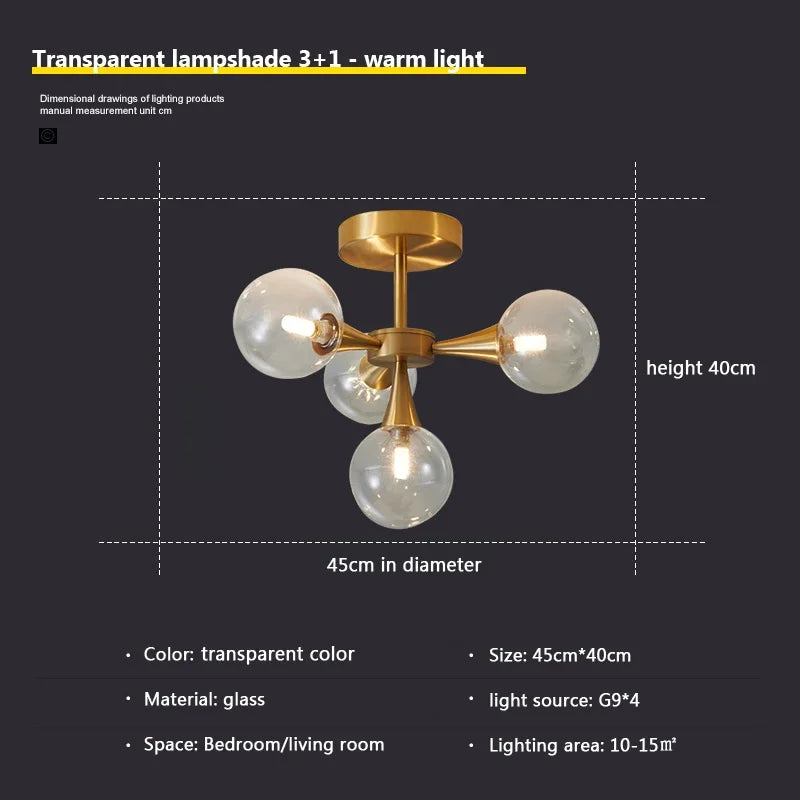 lustre nordique en verre blanc pour éclairage intérieur - vue 10 sur 23