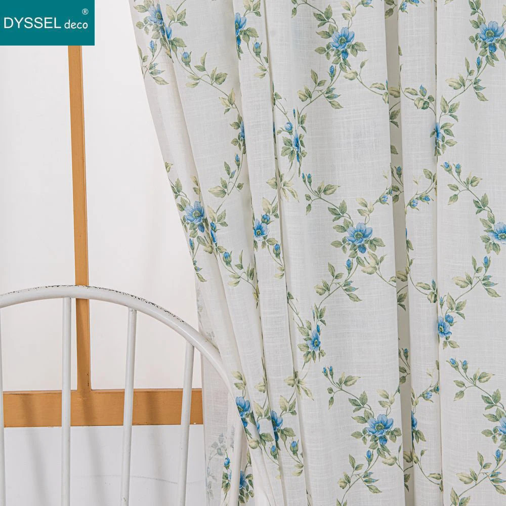 Rideau voile transparent motif floral style moderne salon - vue 5 sur 8