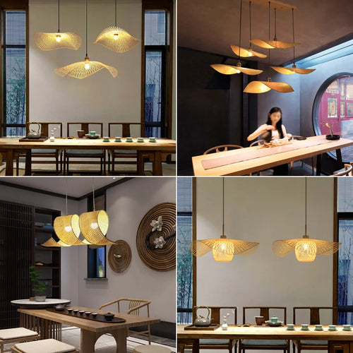 lustre en bambou style japonais pour décoration zen asiatique - vue 3 sur 11