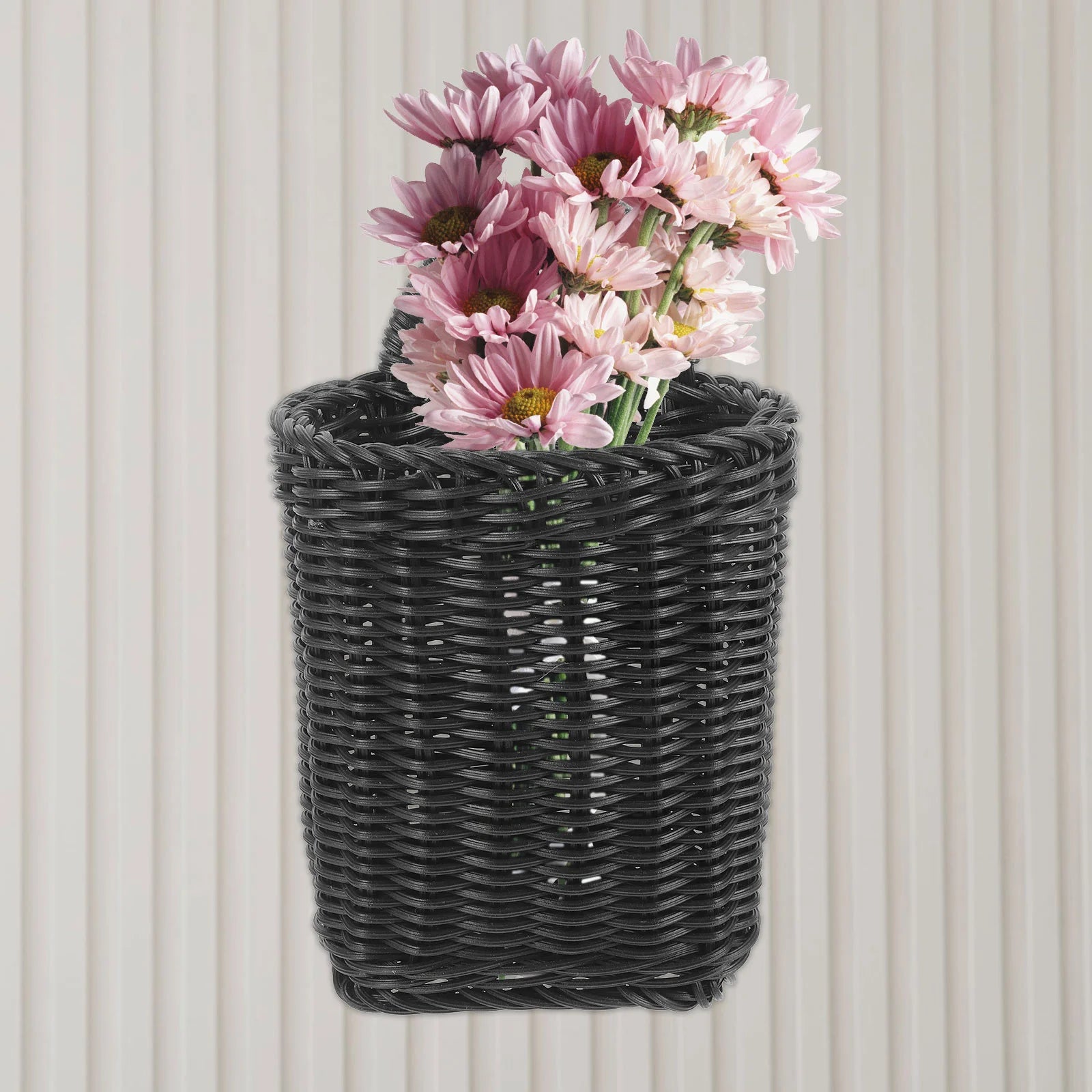panier suspendu en osier pour décoration murale des fleurs - vue 6 sur 7