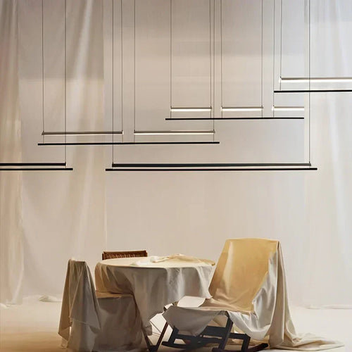 lustre suspendu moderne nordique éclairage design long et simple - vue 4 sur 12