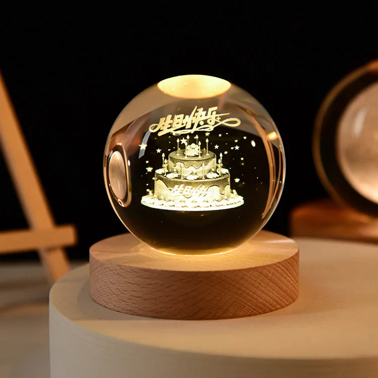 boule de cristal 3D système solaire gravé cadeau décoratif - vue 19 sur 32