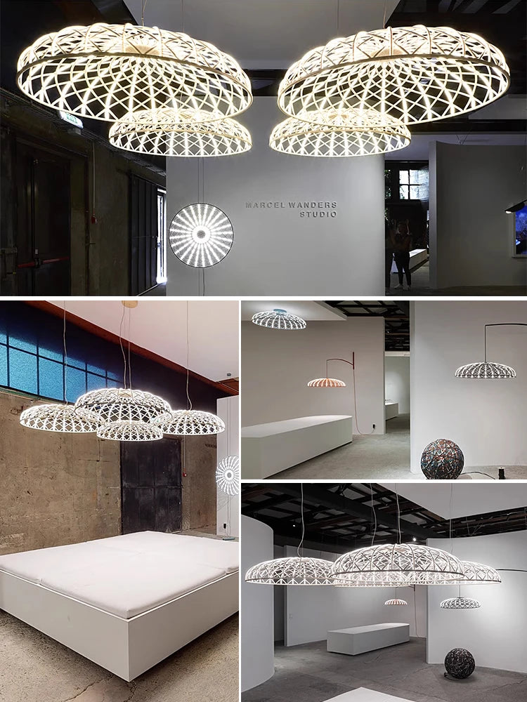 lustre design nordique pour restaurant café art italien tissé - vue 2 sur 5