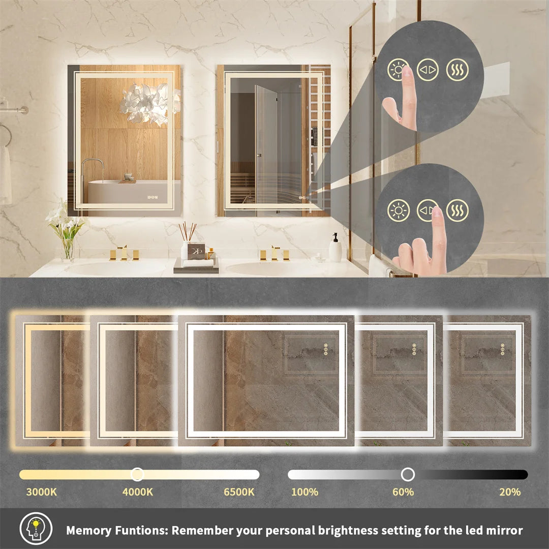 miroir LED de luxe en cristal transparent étanche à intensité variable - vue 5 sur 9