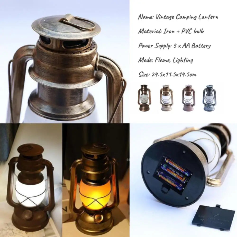 lanterne rétro portable pour camping lampe à pétrole à flamme dynamique - vue 10 sur 10