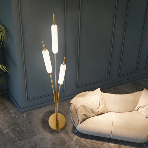 Lampe sur pied nordique à 3 têtes en forme d'oreille de blé - vue 6 sur 8