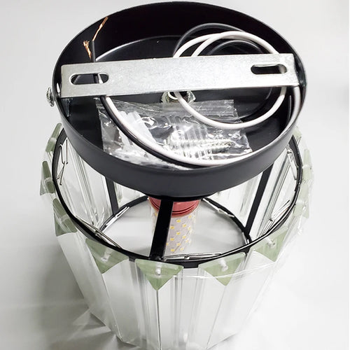 plafonnier cristal led lumières carré rond salon - vue 12 sur 11
