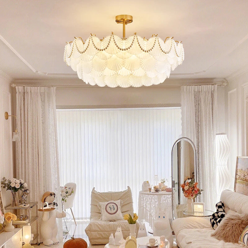 lustre de luxe en forme de coquille en cristal feng shui - vue 5 sur 11