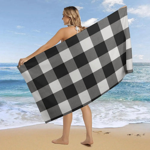 serviette de plage carreaux style leger anti sable - vue 5 sur 6