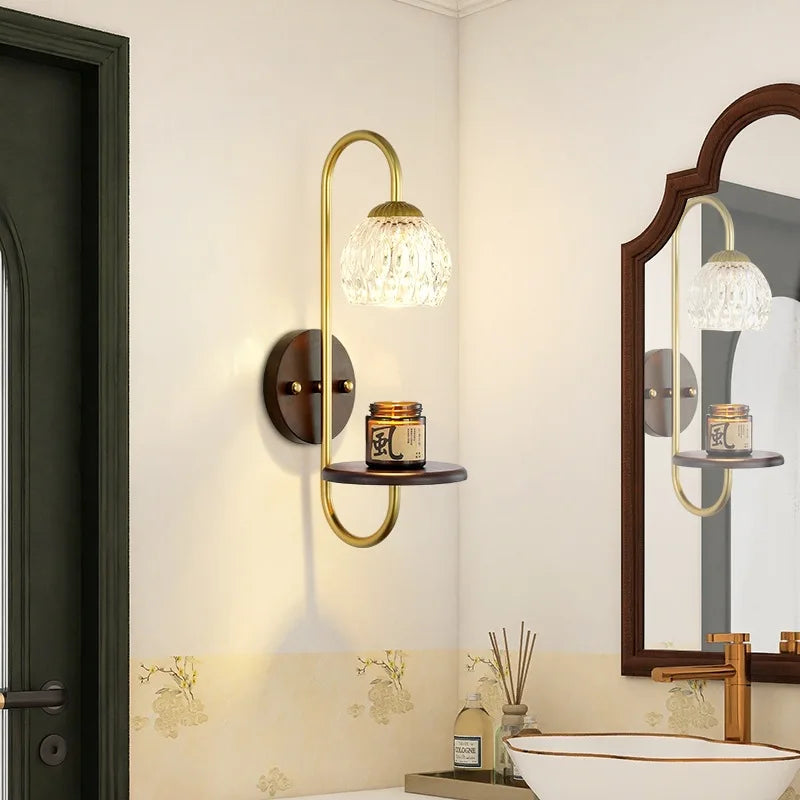 appliques murales led modernes avec étagère en verre transparent - vue 3 sur 10