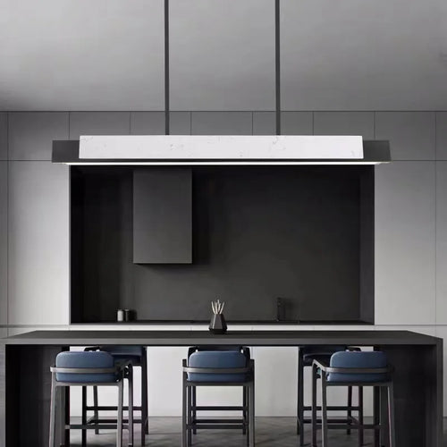 Lustre design style marbre moderne de luxe minimaliste longue bande - vue 6 sur 8