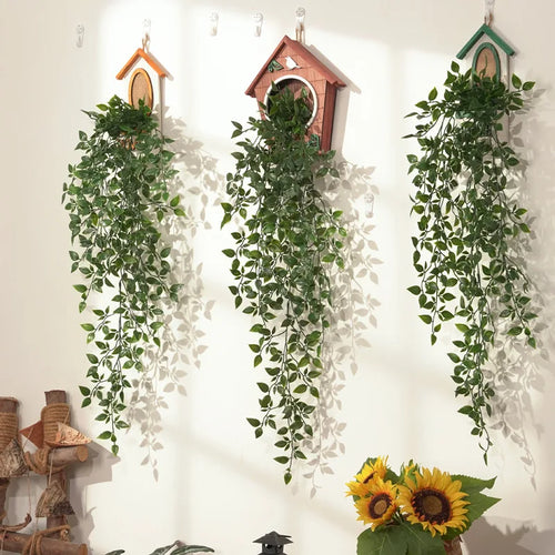 plante artificielle suspendue vignes en rotin décoration élégante - vue 3 sur 7