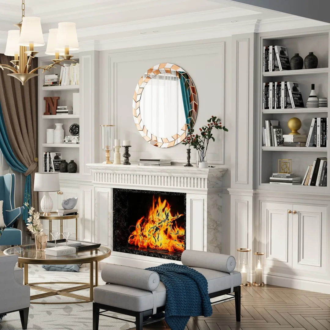 miroir mural décoratif moderne motif soleil design élégant - vue 5 sur 7