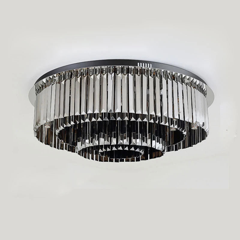 plafonnier led de luxe en cristal rond moderne - vue 6 sur 9
