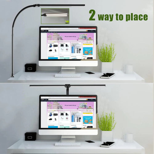lampe de bureau à double tête à pince led adjustable - vue 4 sur 8