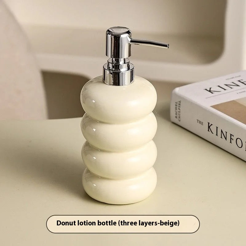 distributeur de savon en céramique style nordique forme de beignet - vue 8 sur 12