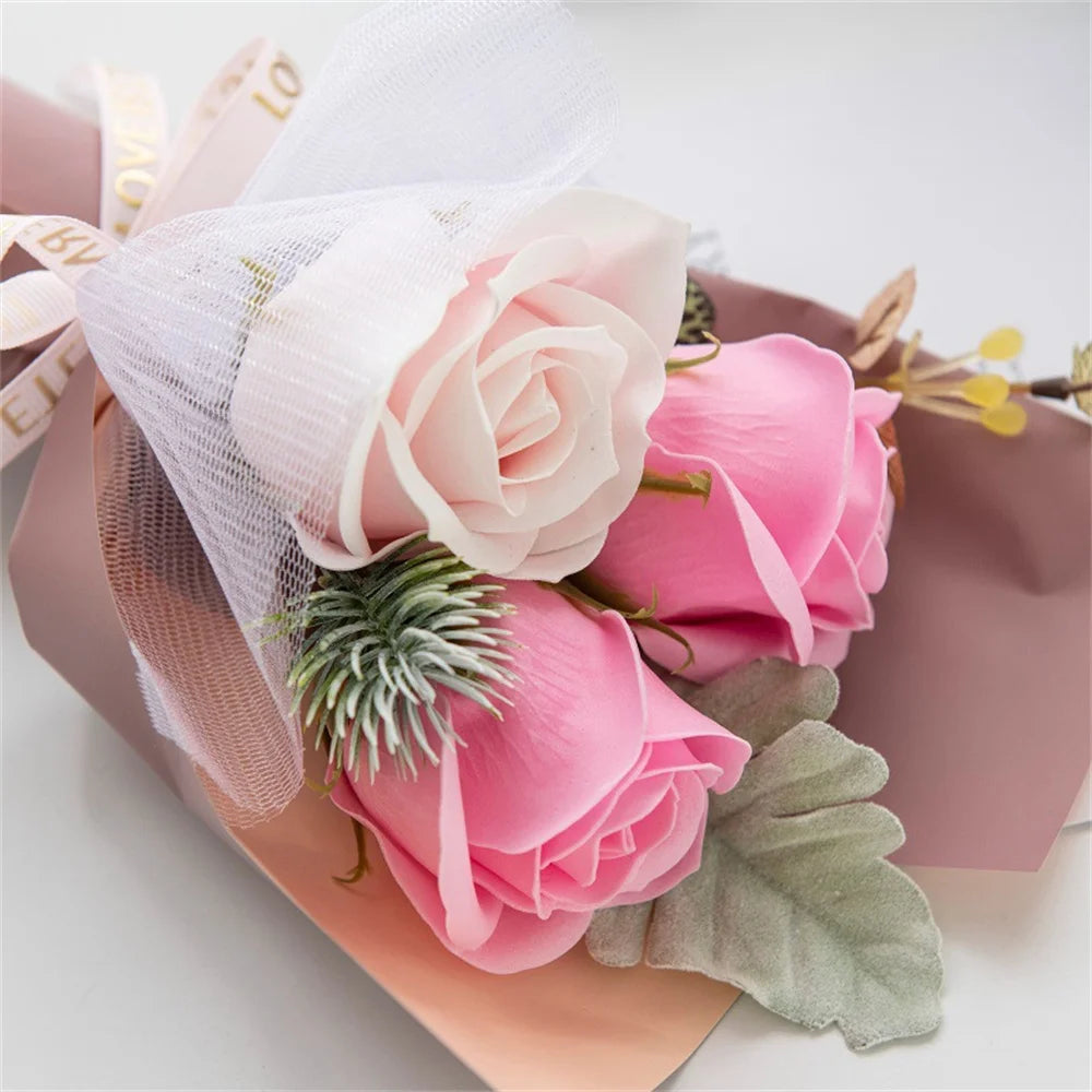 petit bouquet de roses artificielles pour la saint-valentin décoratif - vue 5 sur 13