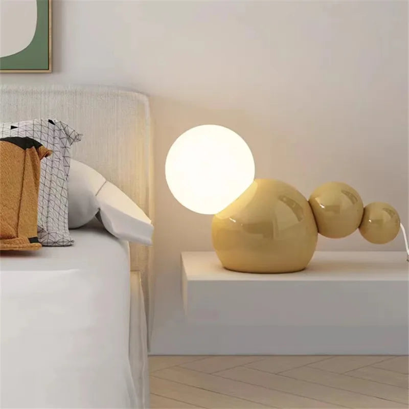 lampe de chevet ronde en verre pour décoration intérieure - vue 3 sur 8