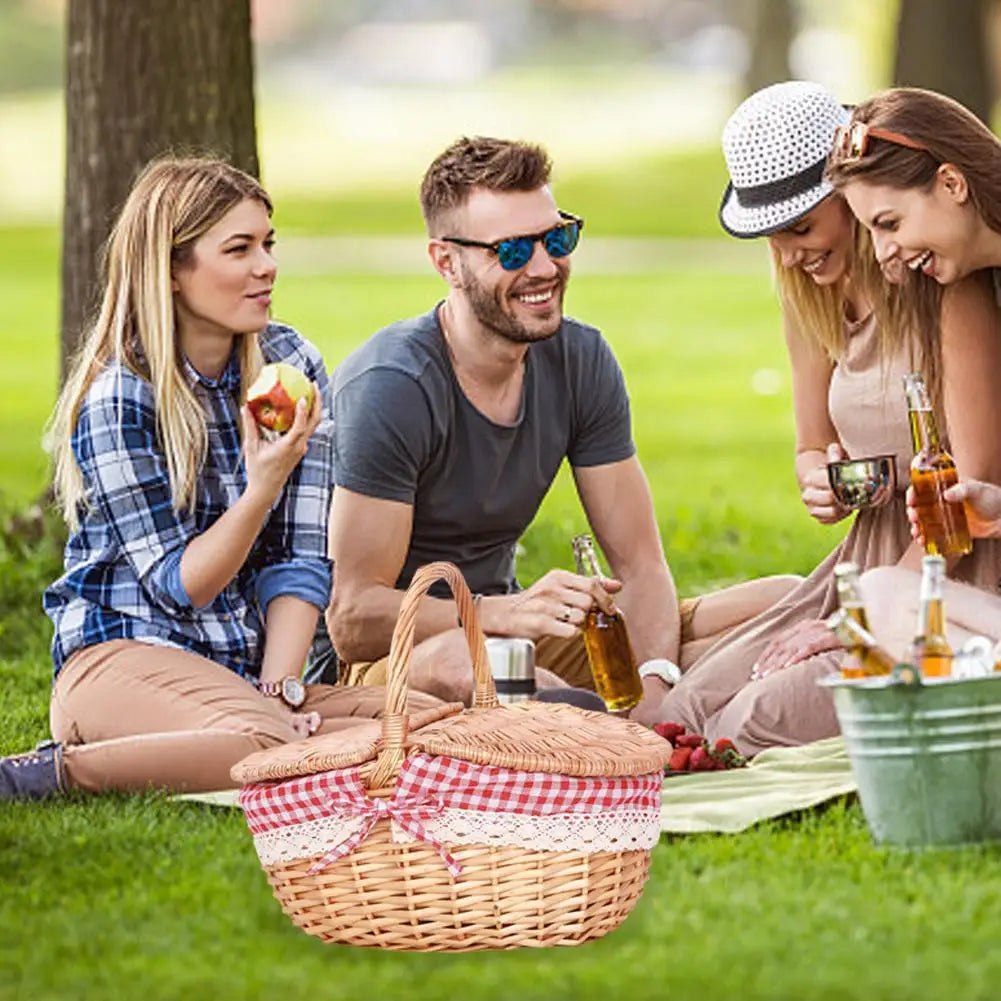 panier pique-nique en osier tressé pour camping grande capacité - vue 5 sur 8