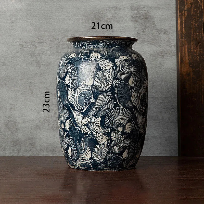 vase rétro en céramique fait main avec dorure décorative - vue 6 sur 9