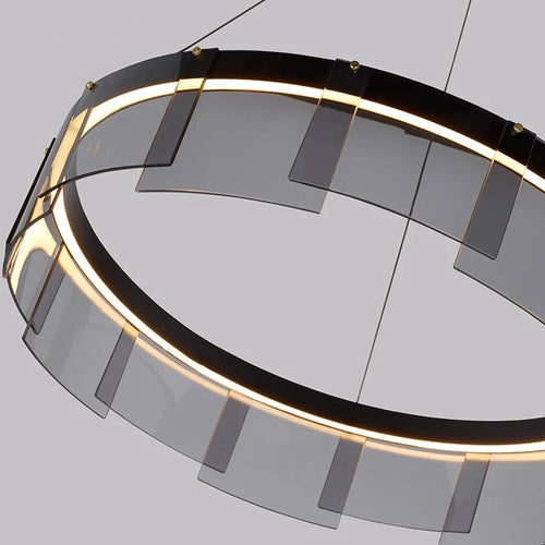 lustre moderne nordique en verre fumé led suspendu - vue 5 sur 9