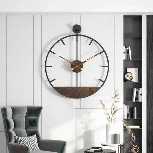 horloge murale en fer design rétro nordique créative décoration intérieure - vue 5 sur 6