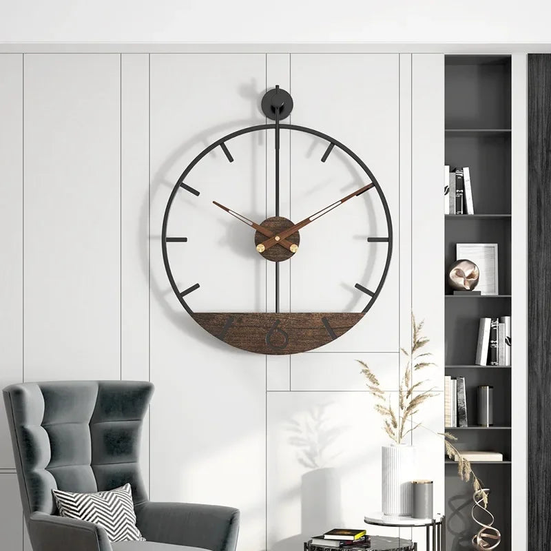 horloge murale en fer design rétro nordique créative décoration intérieure - vue 5 sur 6