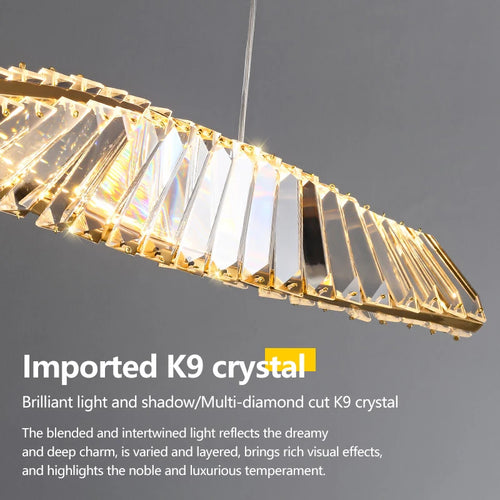lustre en cristal doré design postmodernes avec éclairage led - vue 6 sur 8
