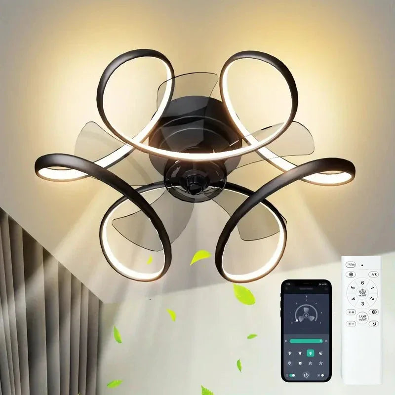 plafonnier moderne silencieux à led avec télécommande et lumière colorée - vue 1 sur 8