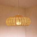 suspension vintage en rotin style chinois fait main pour café et restaurant