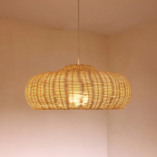 suspension vintage en rotin style chinois fait main pour café et restaurant - vue 5 sur 15