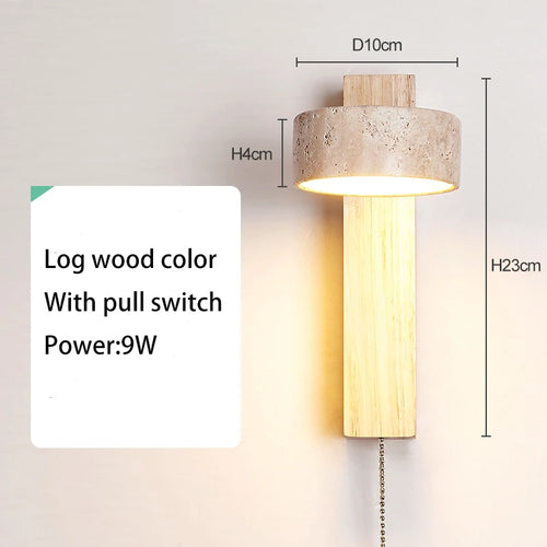 Applique murale bois noyer LED/interrupteur rotatif - vue 8 sur 9