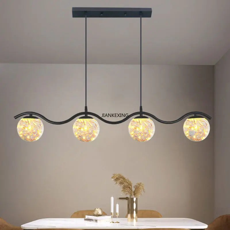 lustre moderne avec abat-jour en verre pour décoration maison - vue 3 sur 14