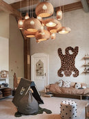 suspension vintage en rotin style chinois fait main pour café et restaurant