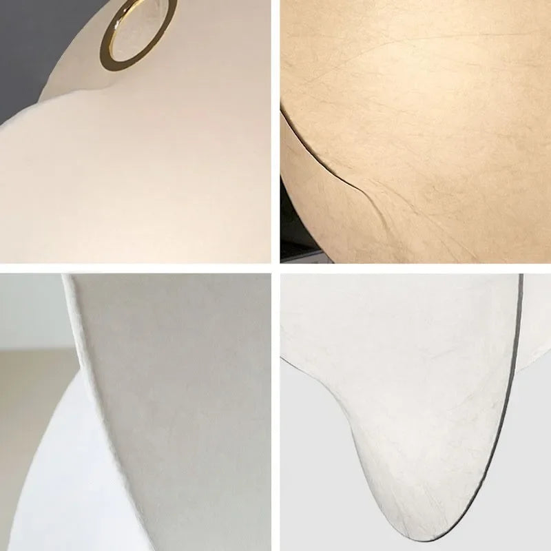 lustre led en soie nordique wabi sabi suspendu pour décoration maison - vue 6 sur 12