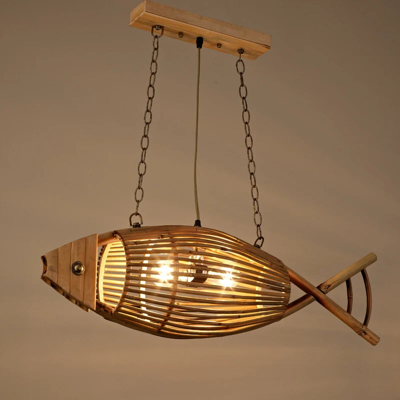 applique murale décorative rétro en bambou tissé poisson pour café et hôtel - vue 6 sur 8