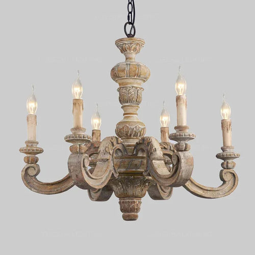 lustre en bois sculpté et verre de murano rétro élégant - vue 3 sur 12