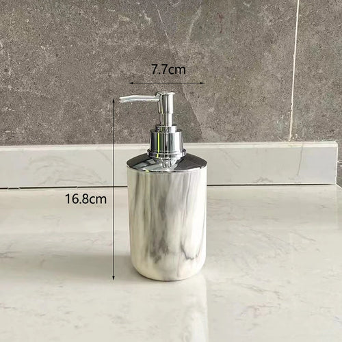 distributeur de savon liquide en plastique marbré 320 ml pour salle de bain - vue 6 sur 8