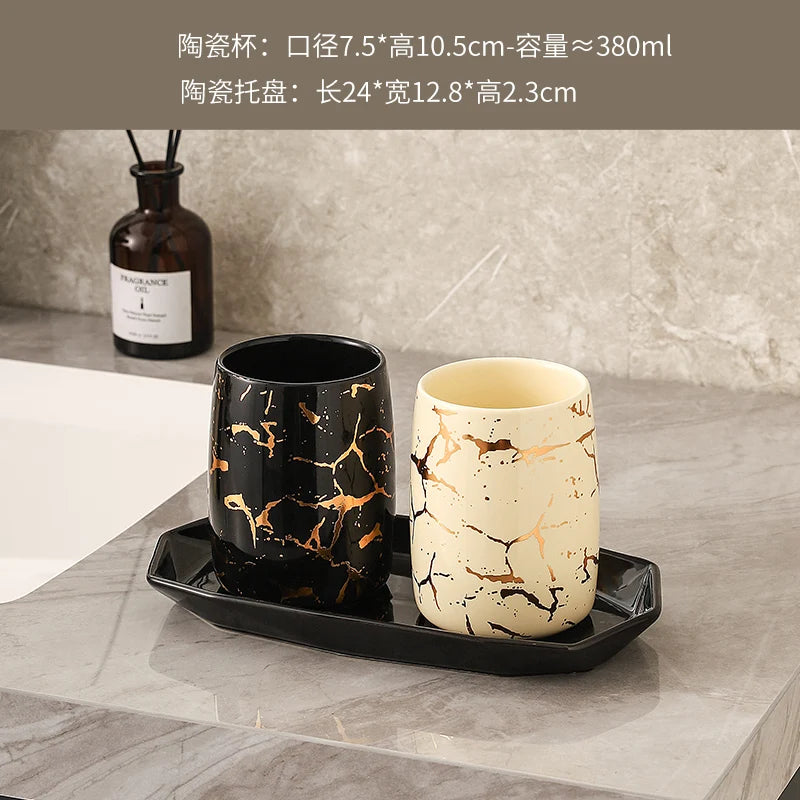 tasse en céramique marbrée haut de gamme pour couples décorative - vue 24 sur 26