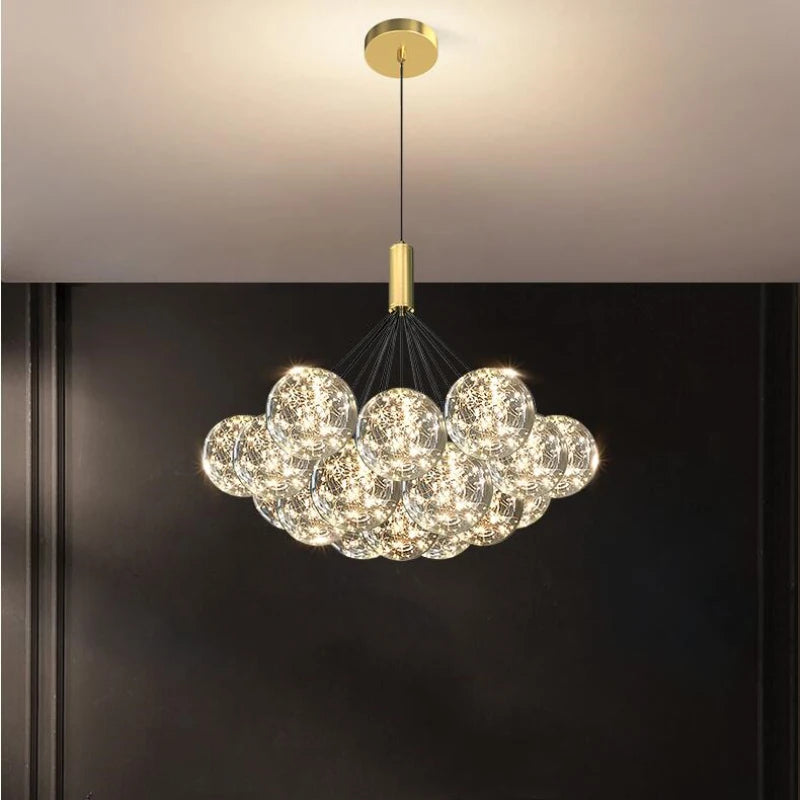 lustre boule à bulles en verre pour éclairage romantique moderne - vue 4 sur 11